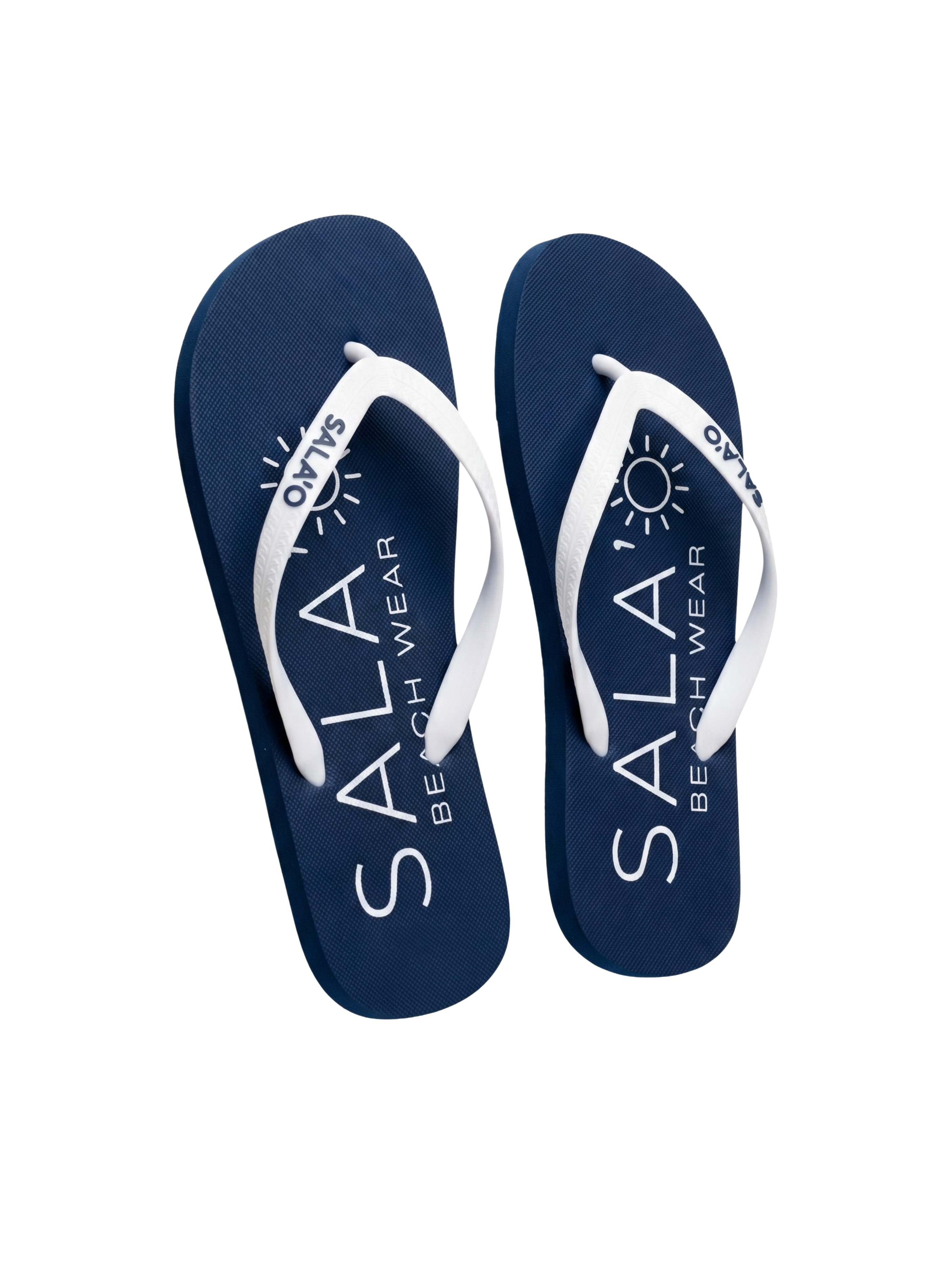 Sala'o Beach Wear CHANCLAS azul marino con logo SALA'O — fondo transparente
