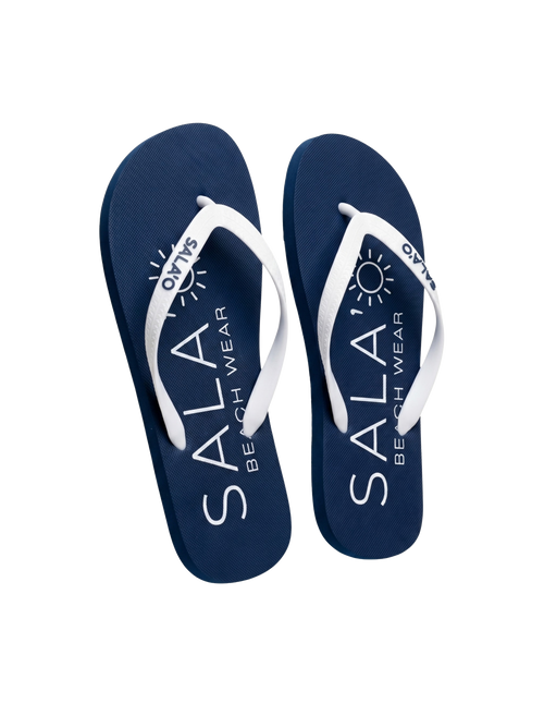 Sala'o Beach Wear CHANCLAS azul marino con logo SALA'O — fondo transparente