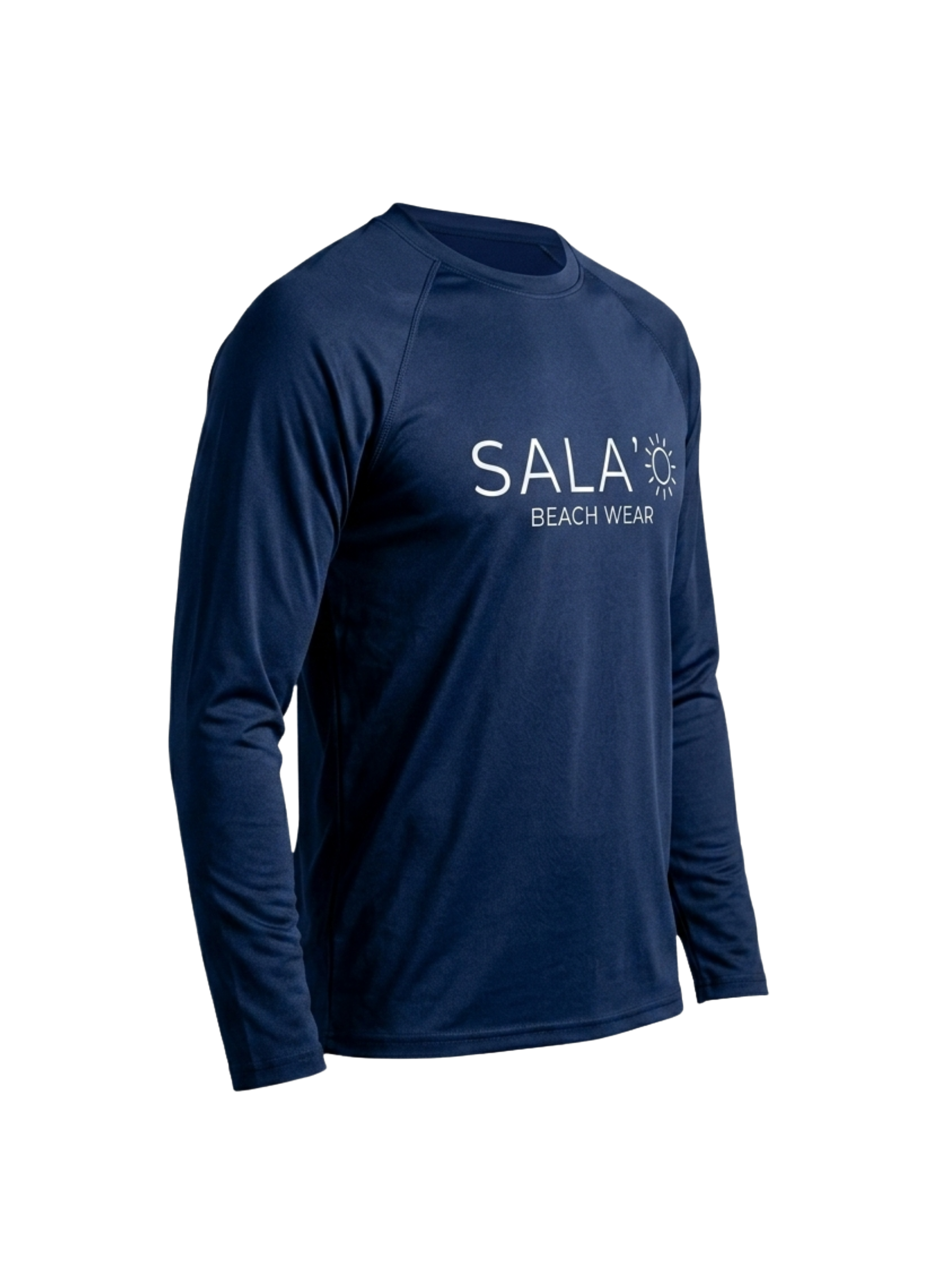 Sala'o Beach Wear SURF TEE AZUL con logo SALA'O y sol — fondo transparente